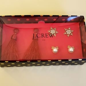 NWT J. Crew Holiday Earrings Set of 3
